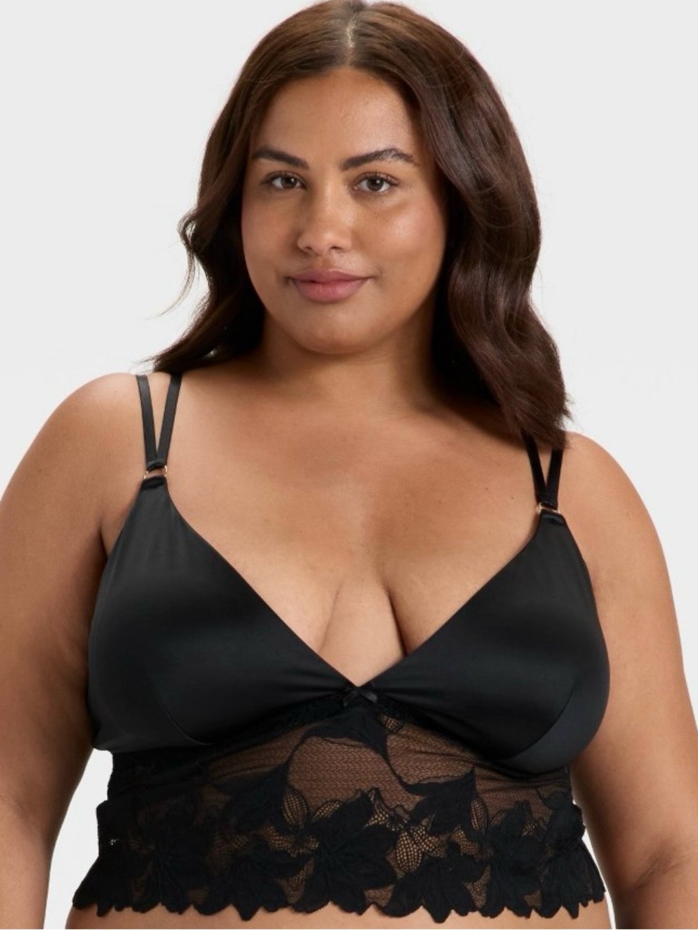 Women's Satin and Lace Removable Pad
Longline Bralette - Auden™ Black 3X